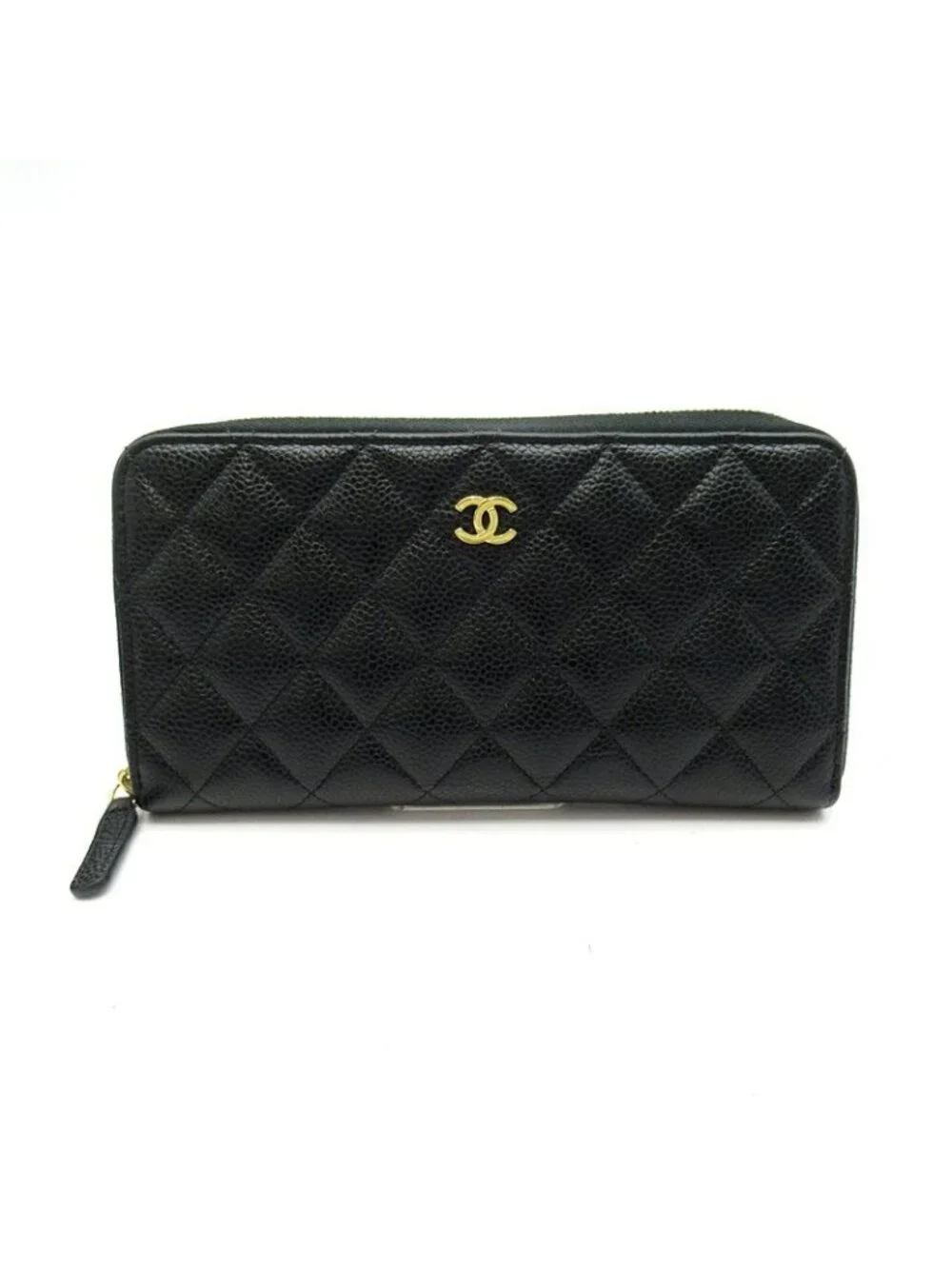 Chanel Full Zipper Wallet Caviar Leather Black